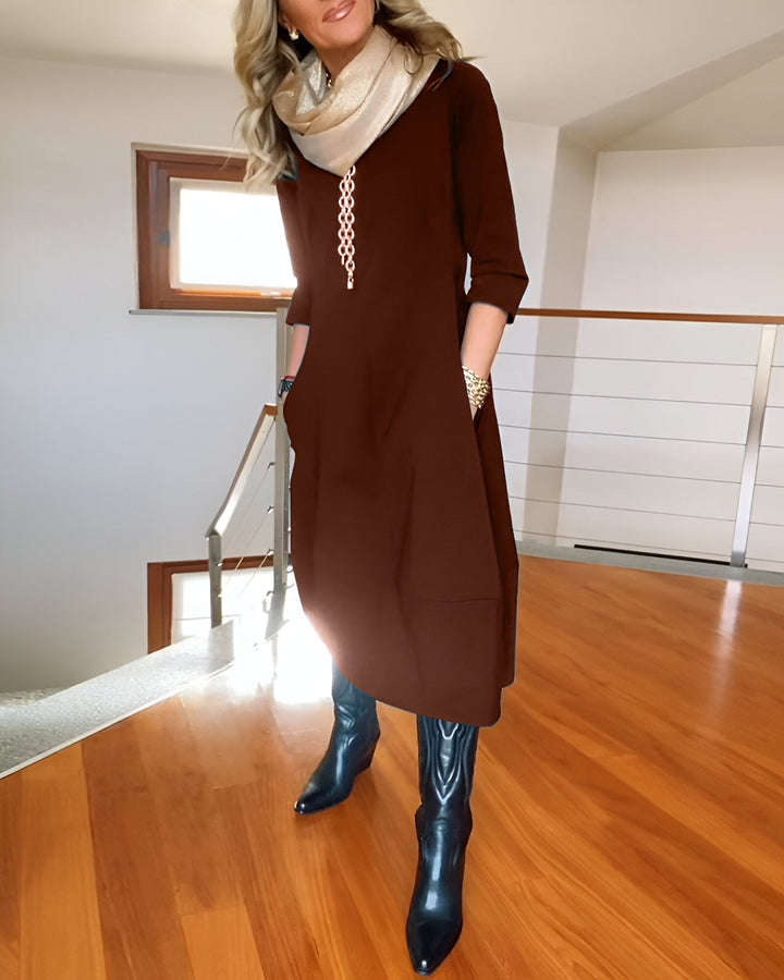 Élodie™ | Robe Élégante Unicolore