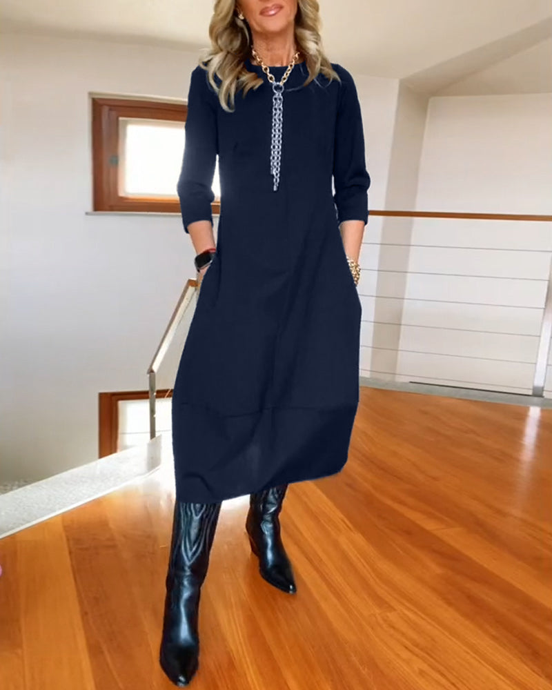 Élodie™ | Robe Élégante Unicolore
