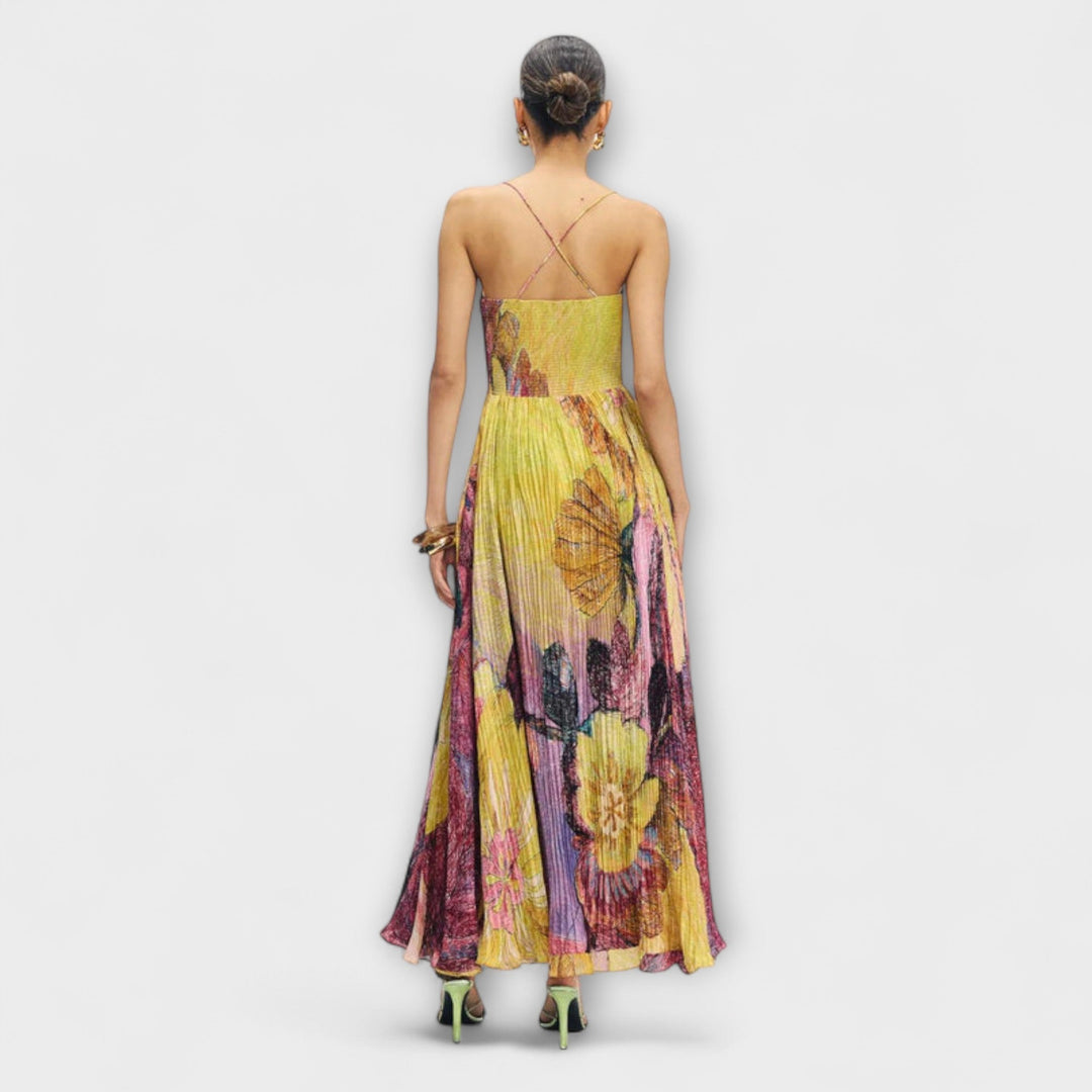 Kiara - Maxi robe avec imprimé Ikat multicolore