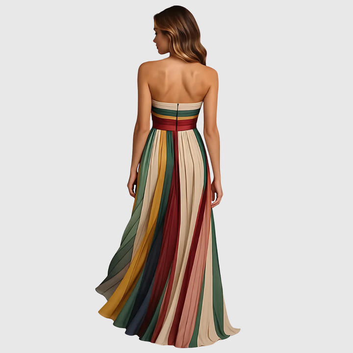 Melissa - Robe maxi multicolore à rayures plissées