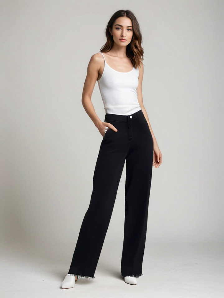 Lunara Paris | Jeans Noirs Élégants avec Finition Brute