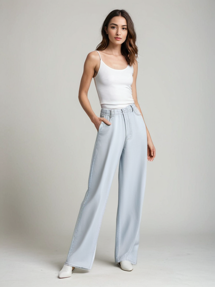 Lunara Paris | Jeans Évasés Bleu Glacier