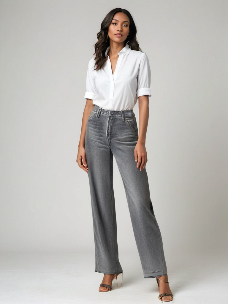 Lunara Paris | Jeans Évasés Grisés