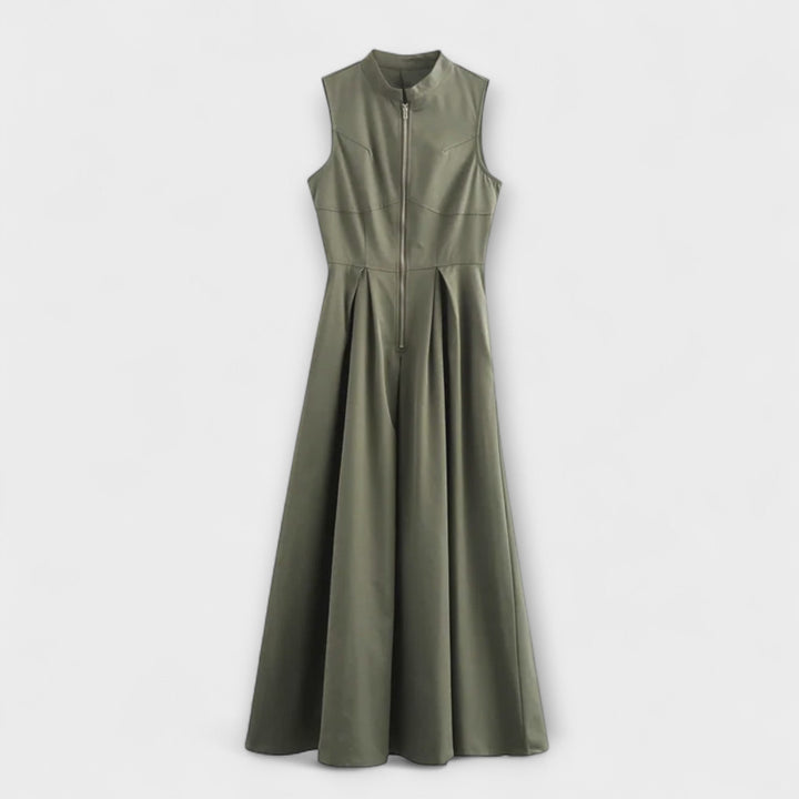 Robe courte sans manches avec plis et coupe ajustée midi