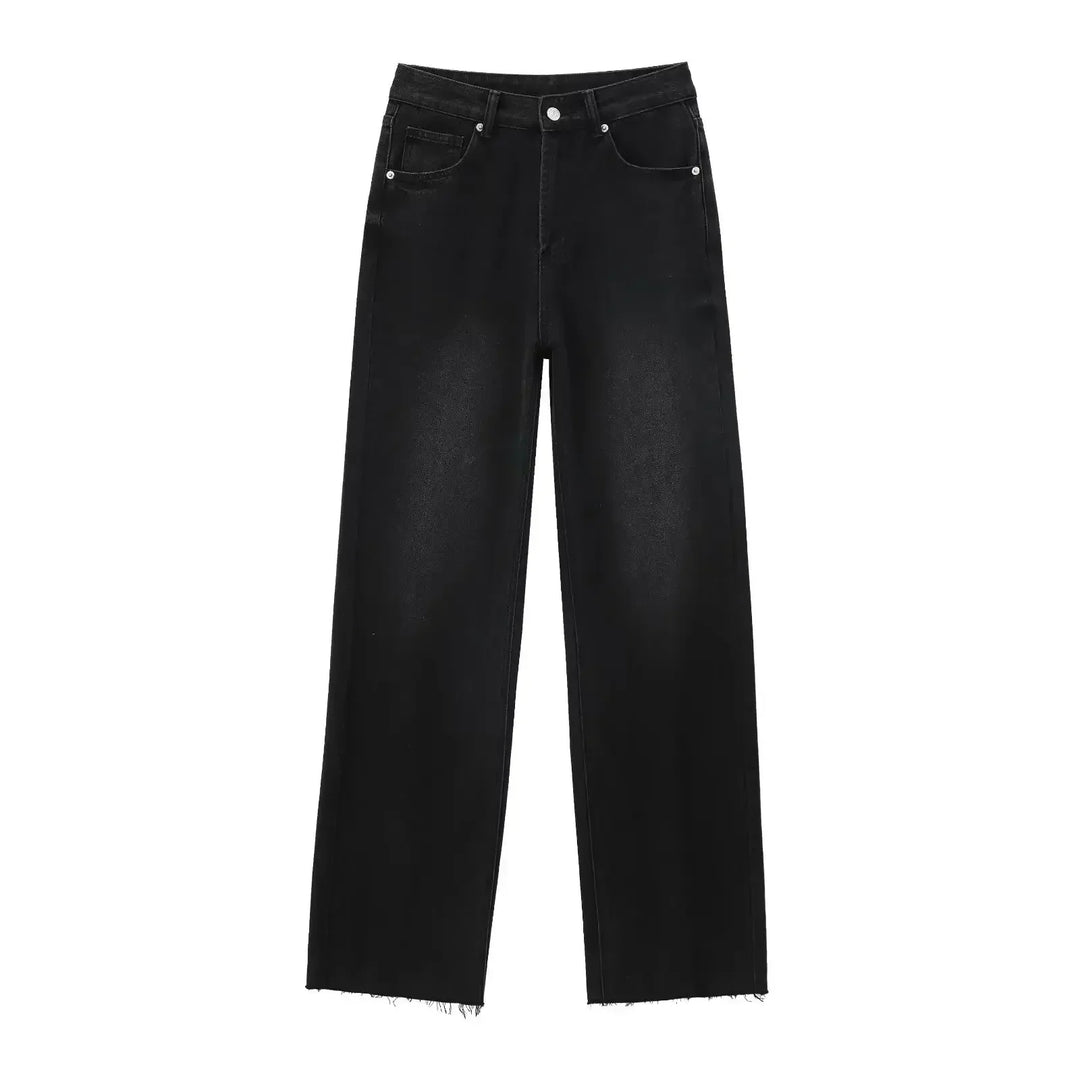 Lunara Paris | Jeans Noirs Élégants avec Finition Brute