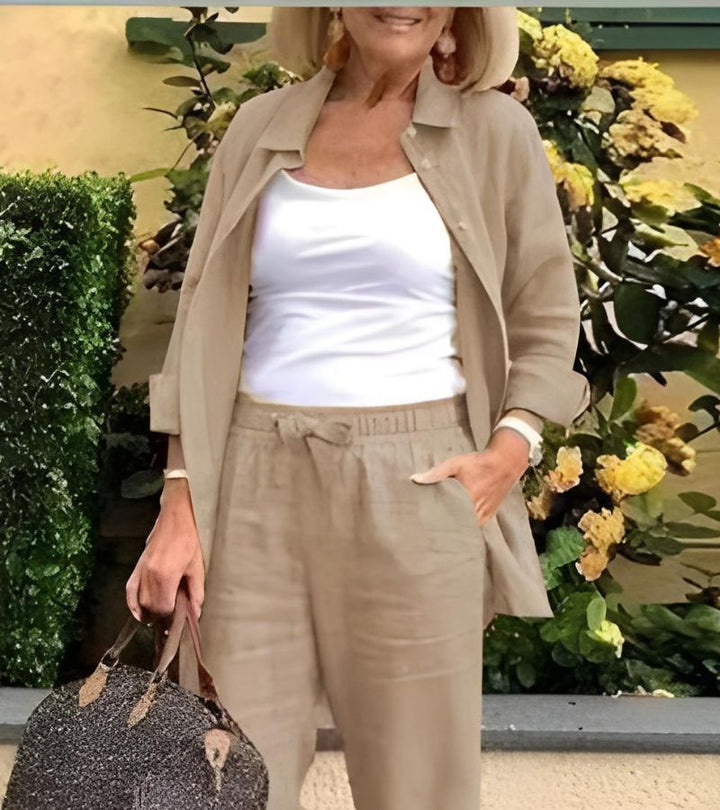 Martina - Ensemble Chemise et Pantalon en Lin et Coton
