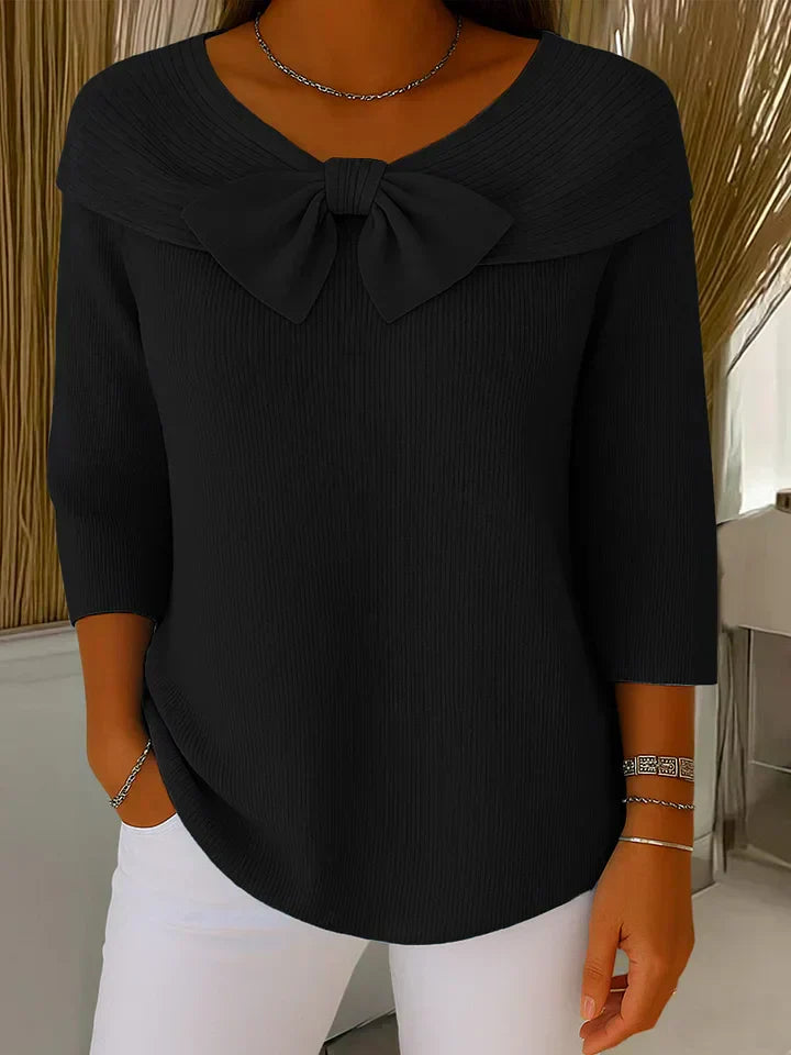 Alina™ | Haut Tricoté Élégant avec Détail Nœud