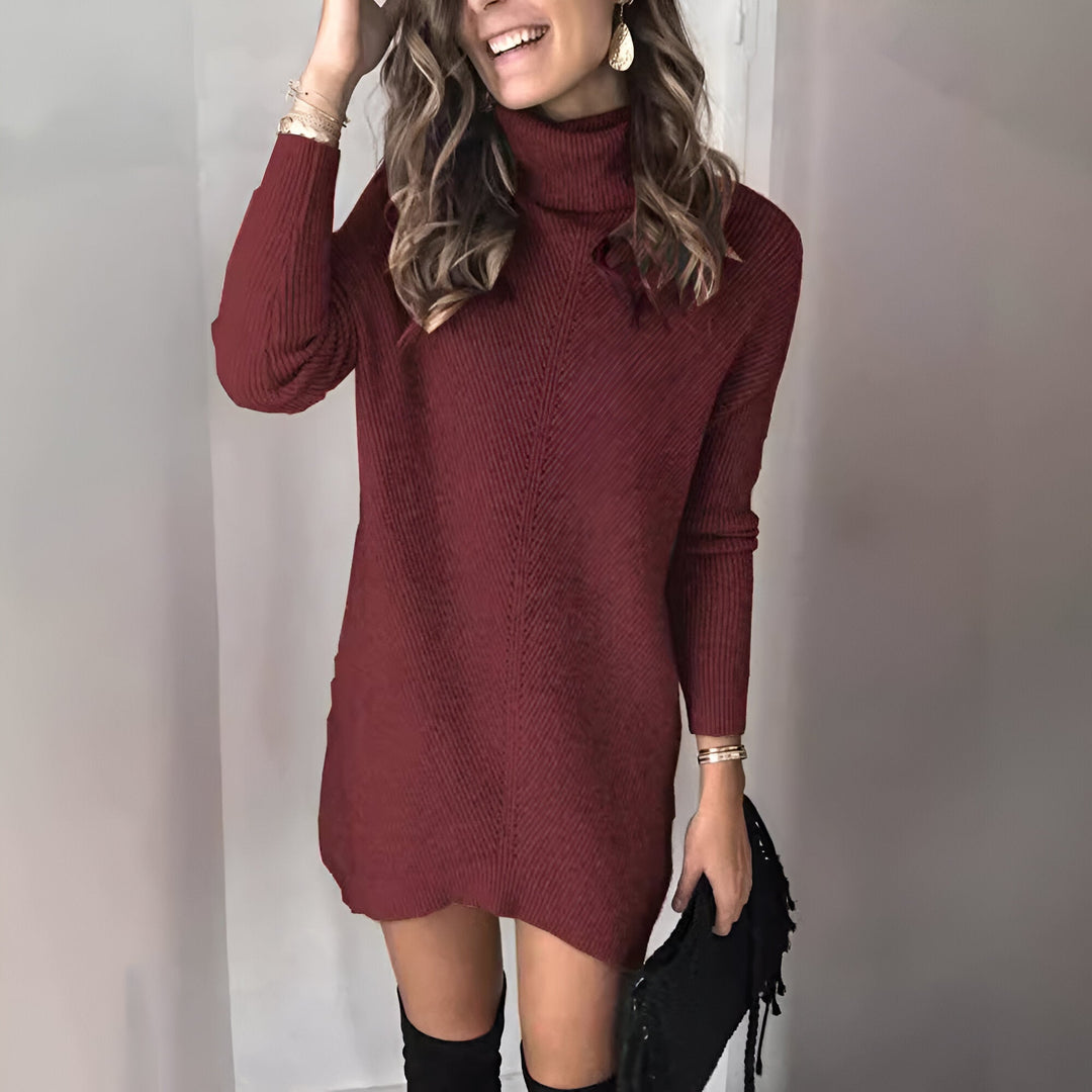 Melina™ | Pull Robe à Col Montant en Maille