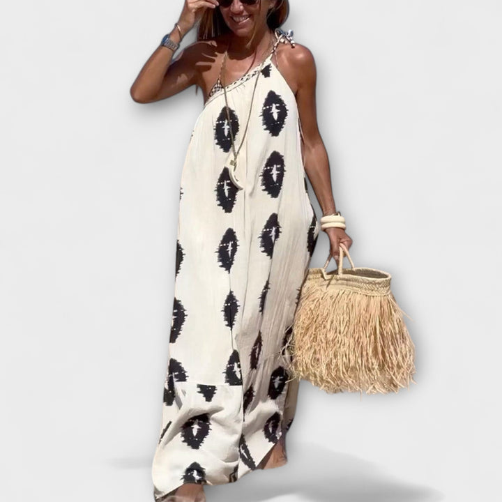 Isla - Robe maxi à une épaule avec rayons de soleil