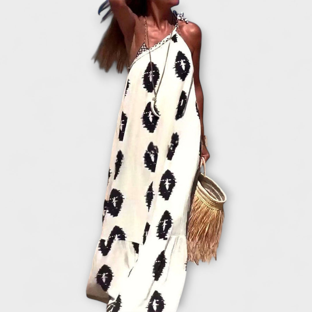 Isla - Robe maxi à une épaule avec rayons de soleil