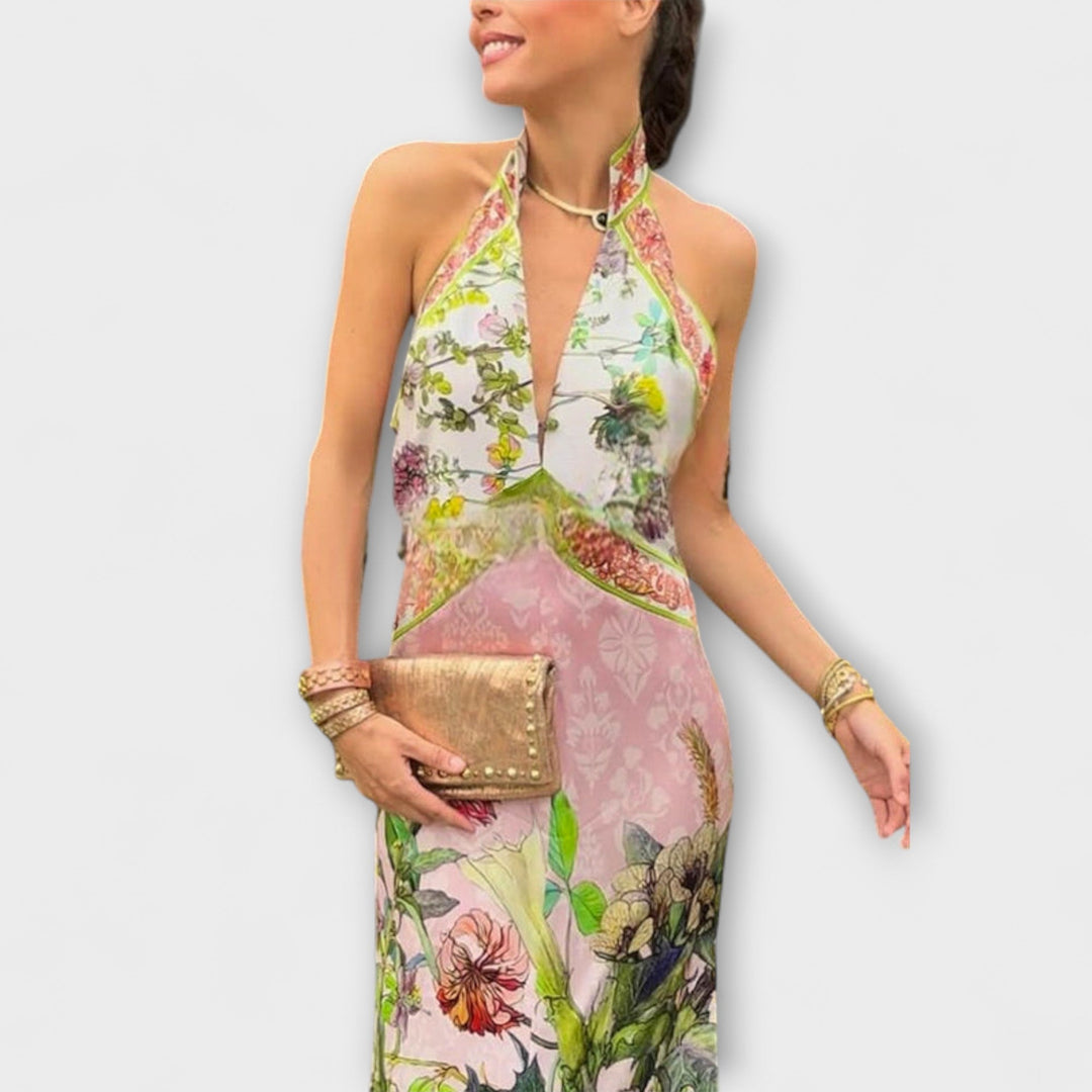 Ayla - Robe maxi sans manches avec imprimé floral
