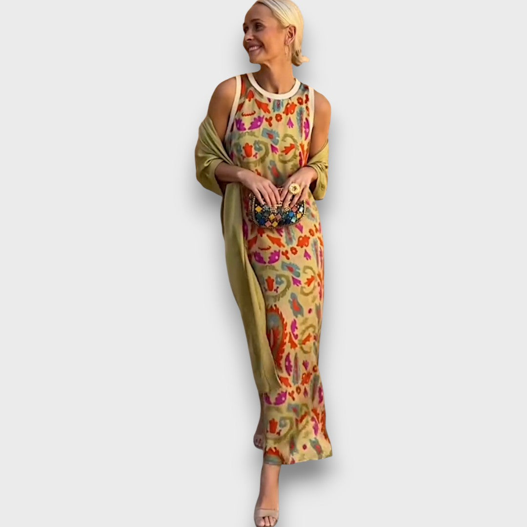 Elveria - Maxi Robe avec Cardigan